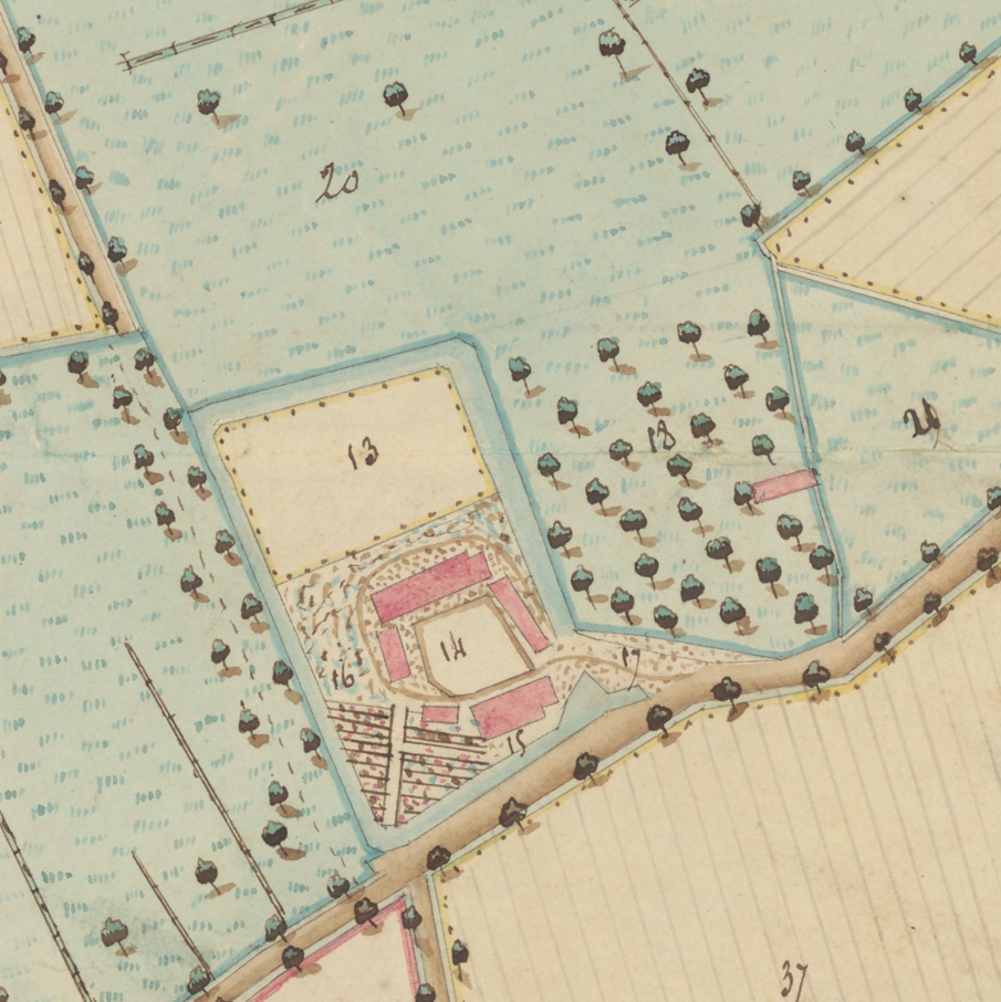 Detail van terrierplan, met nummer 18 als pâture verger of fruitweide